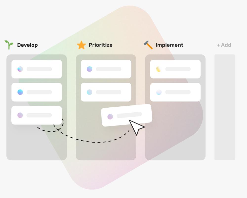 رسم توضيحي يُظهر سحب الأفكار وإسقاطها على كانبان