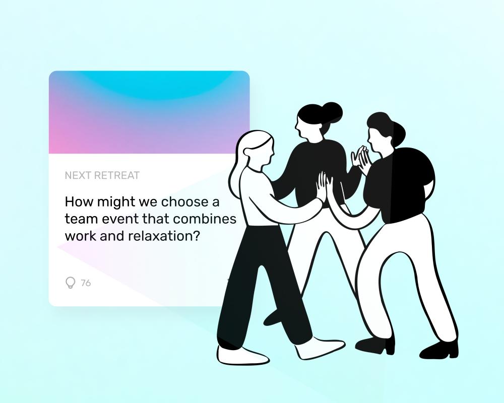 رسم توضيحي لأشخاص ممسكين بأيدي بعضهم البعض يعملون معًا على الأفكار