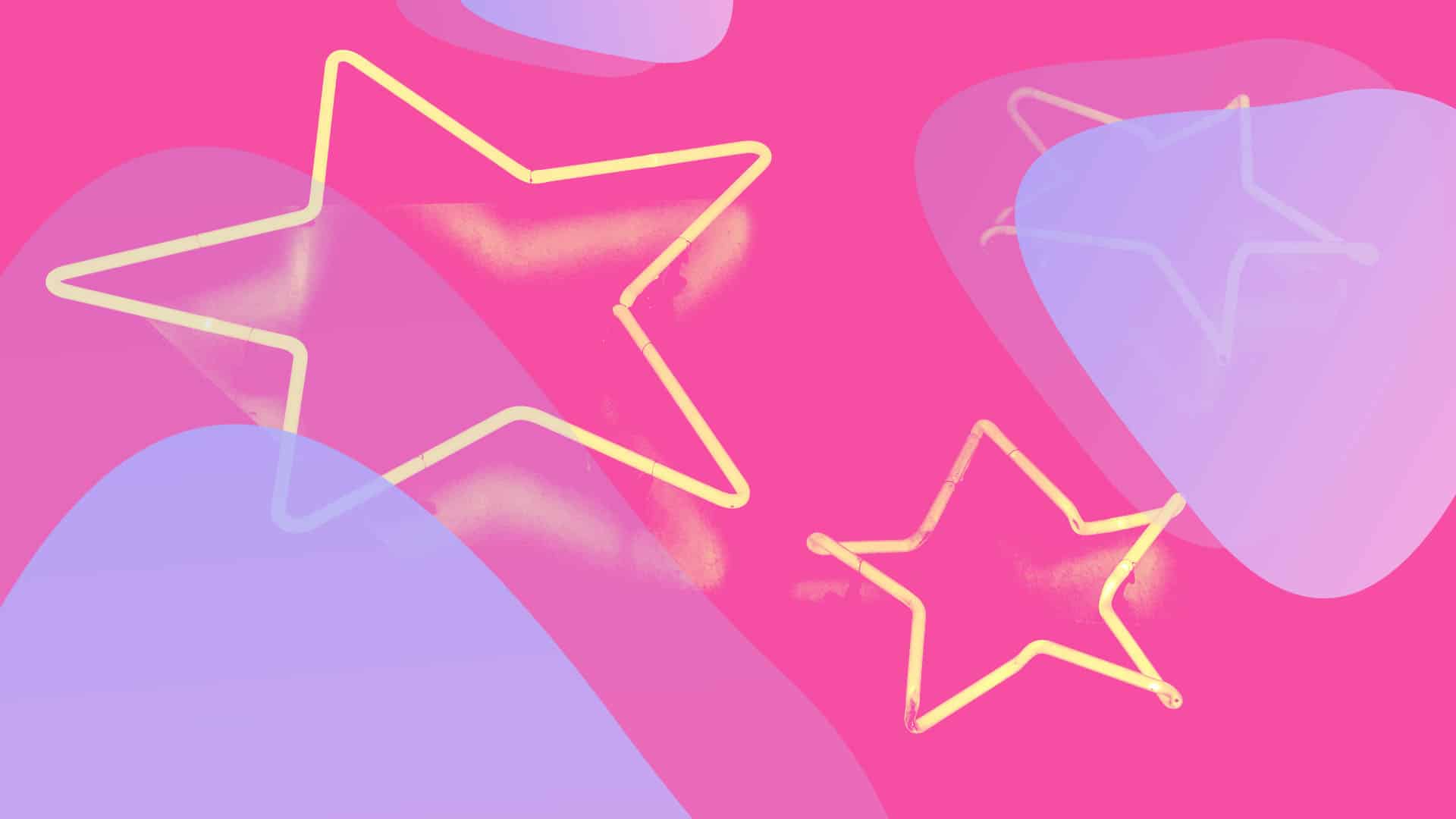 نجمتان نيونيتان على خلفية وردية وزرقاء