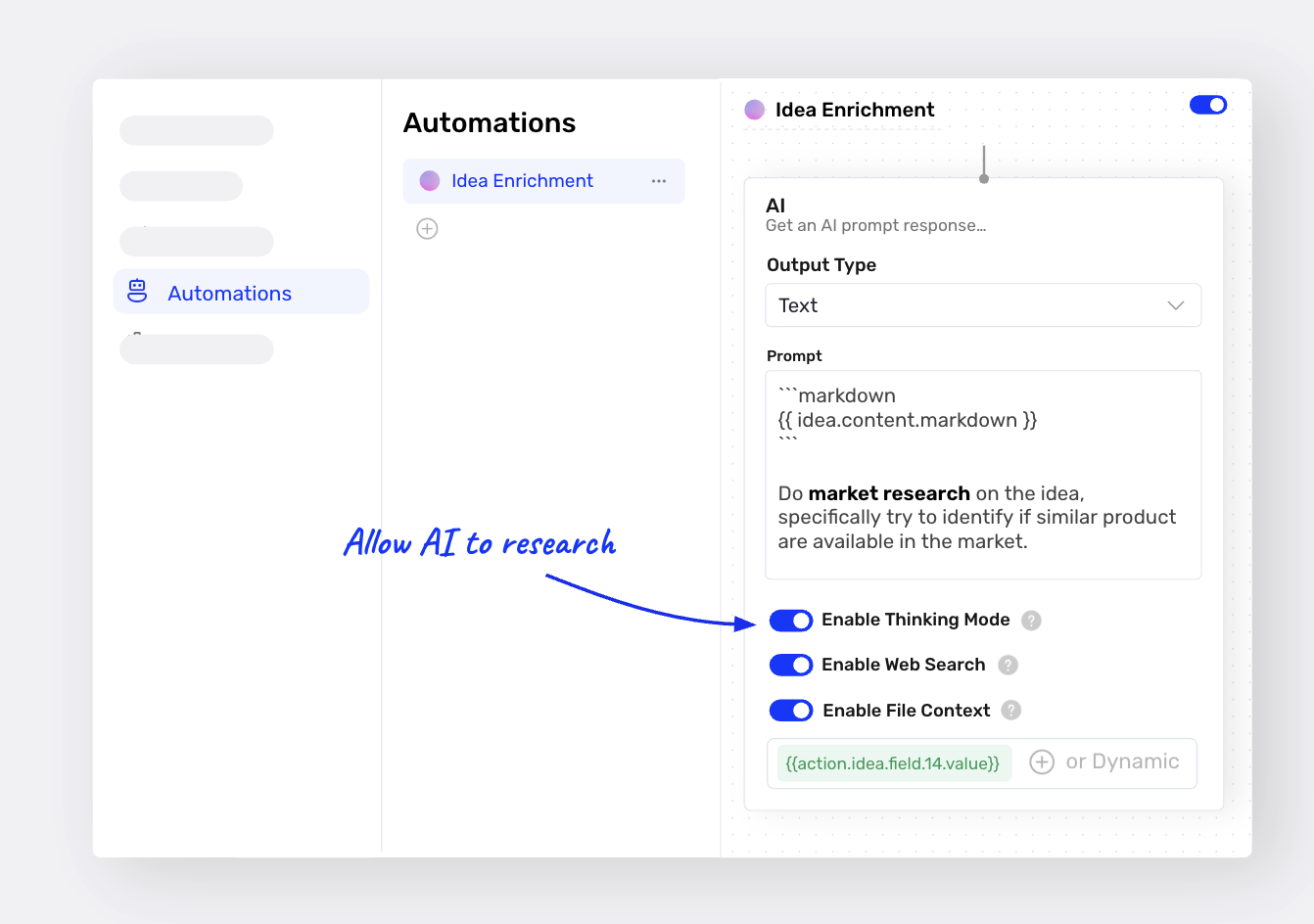 Réflexion IA, Recherche Web et Contexte de fichier