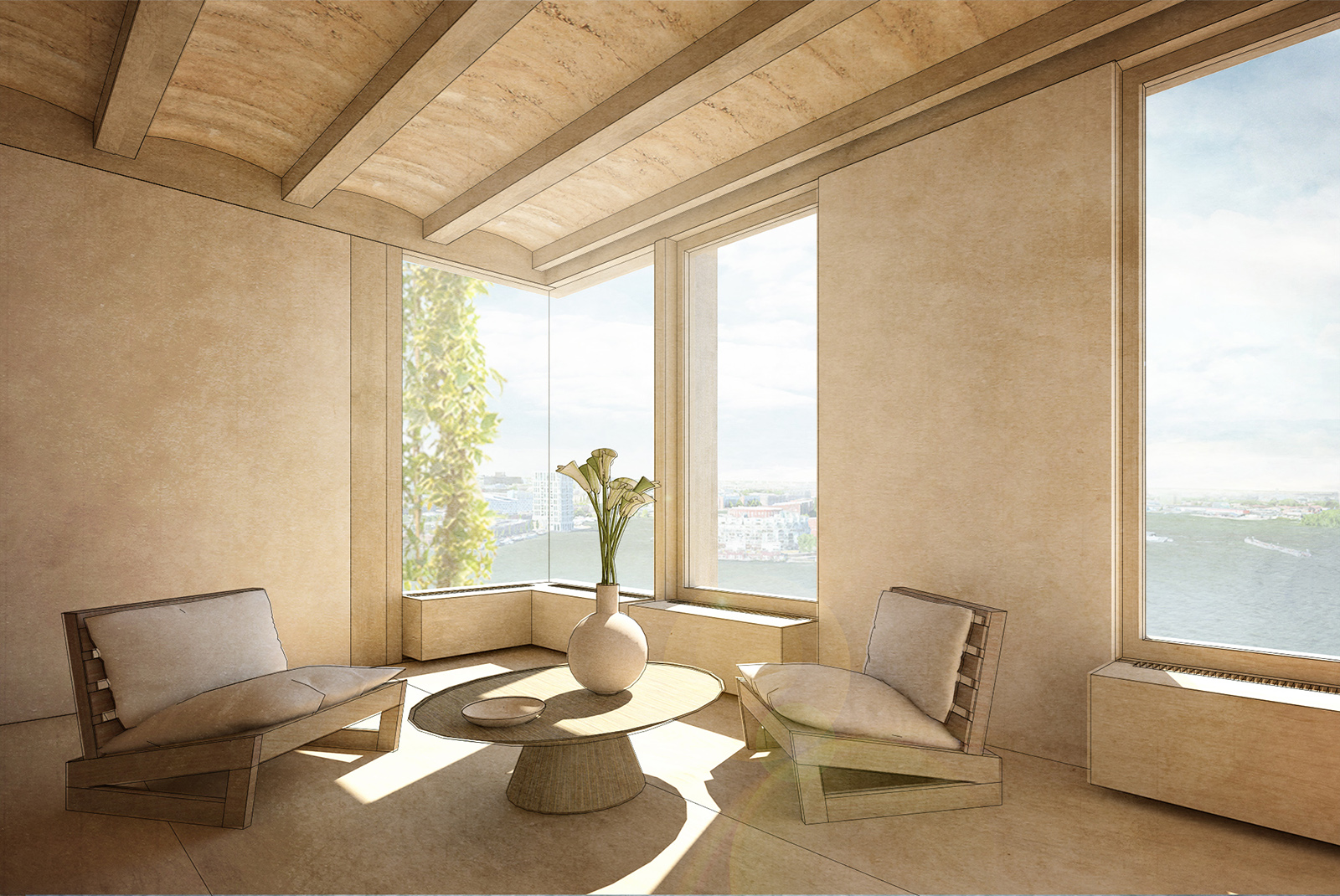Savia interior landscape bringing light, air and plants into the housing block