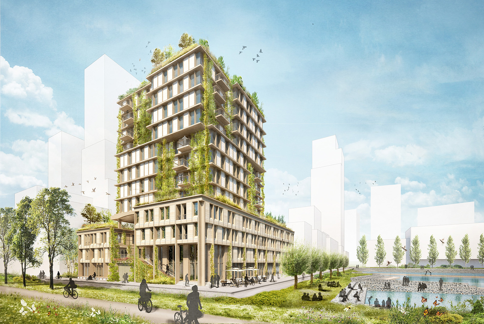 Savia biobased residential building in Amsterdam with timber, straw and earth construction
