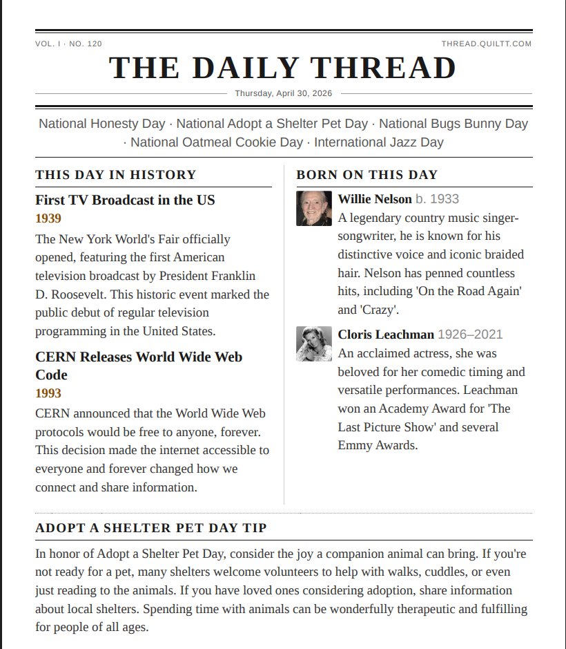 The Daily Thread print edition