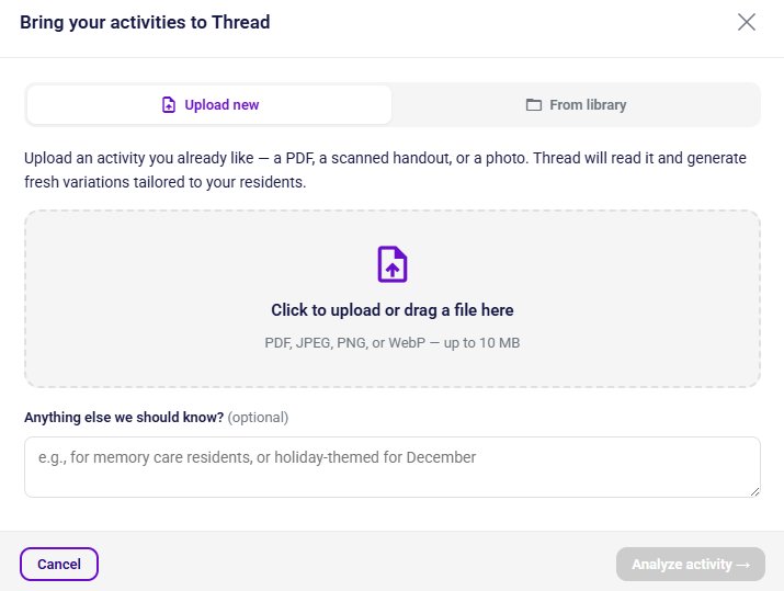 Thread's Bring Your Activities modal