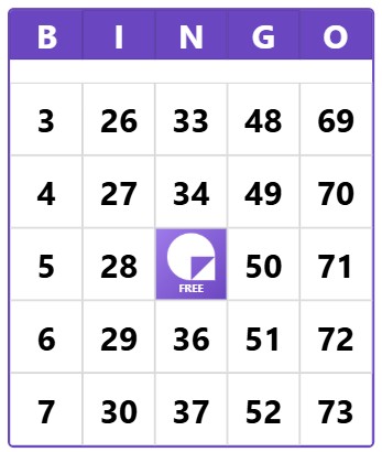 Easiest bingo card