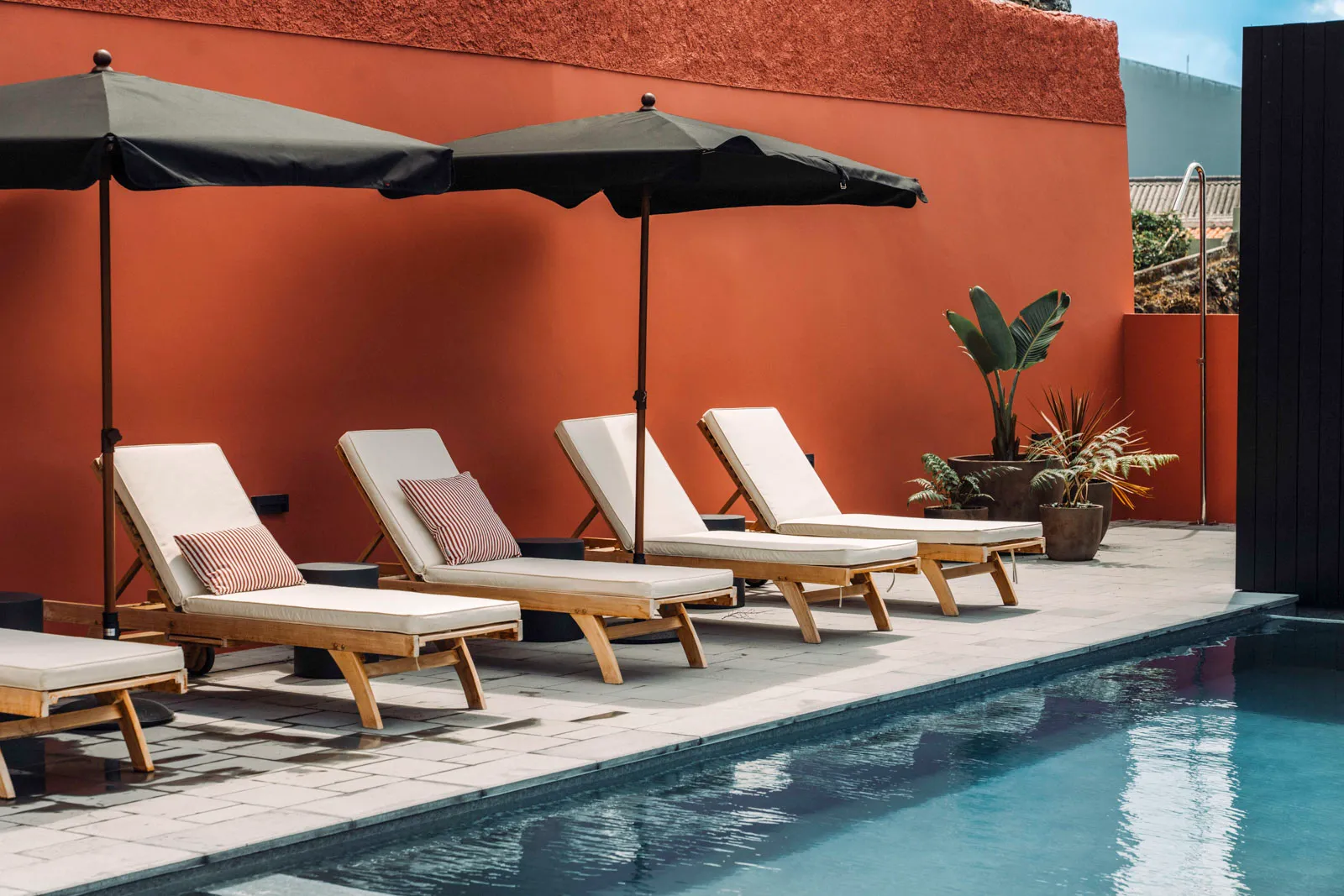 Swimming pool at The Farm boutique hotel in the centre of Ponta Delgada, Azores.