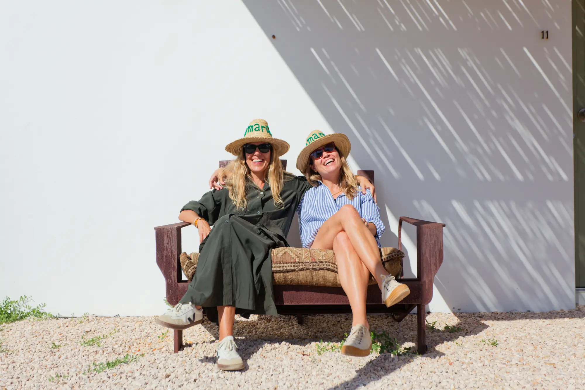 Joana and Sofia from JO&SO on the terrace at Amaria, rural boutique hotel near Aljezur