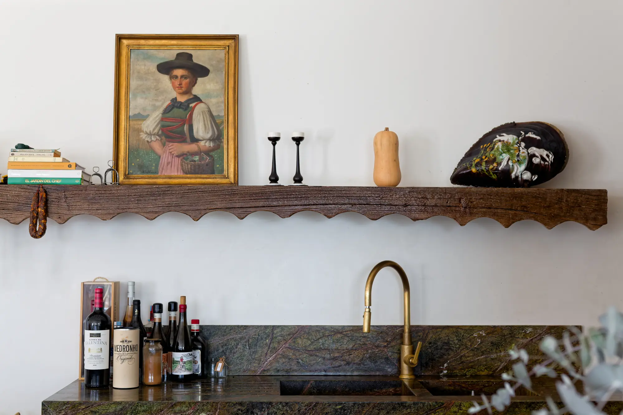Interior styling with collected furniture and objects at Amaria, Costa Vicentina