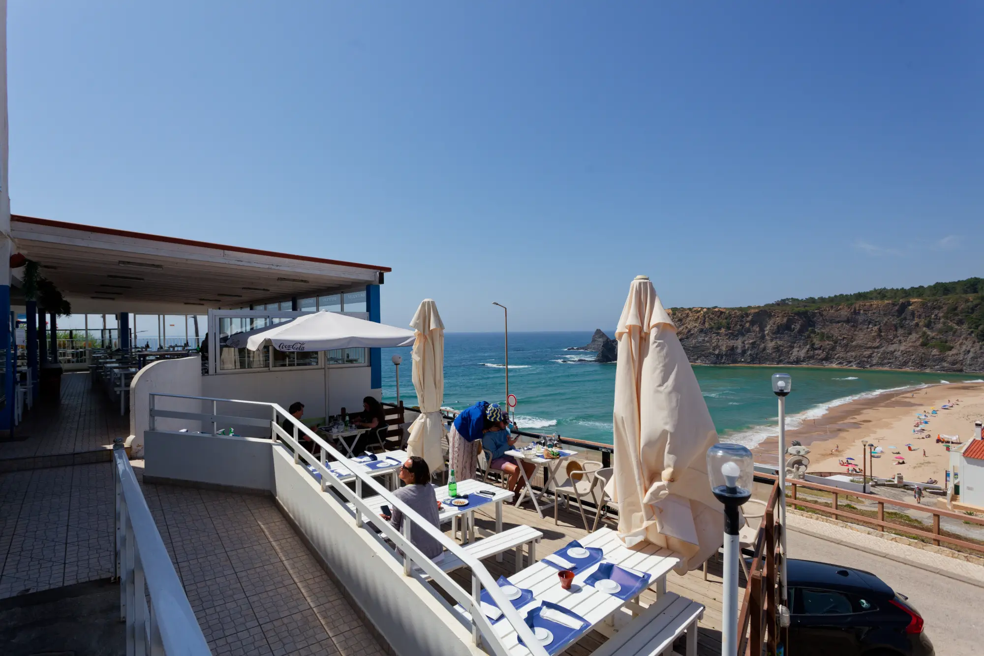 Odeceixe Beach seen from the cliff path, where the Seixe River meets the Atlantic