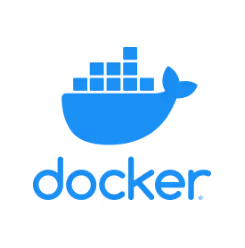 Logo of Docker. 