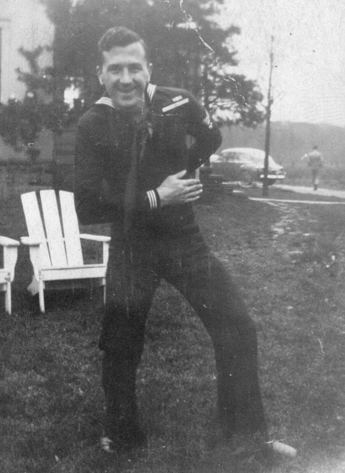 Before: an old military photo, scanned with fading and damage