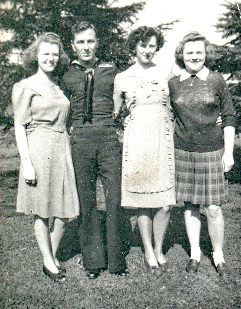 Before: an old family photo, scanned with fading and damage