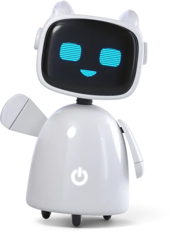 happy robot assistant waving hello