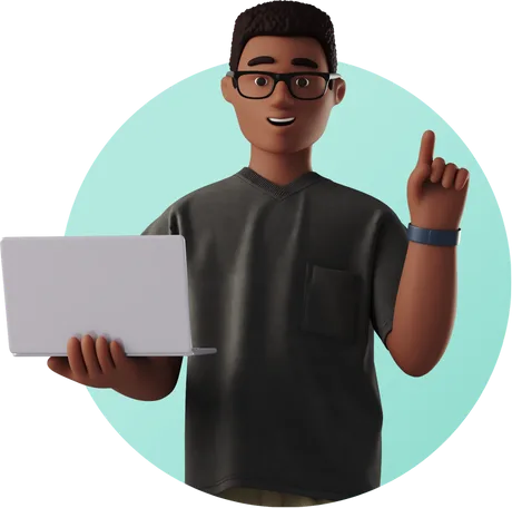 man with laptop showing thumbs up