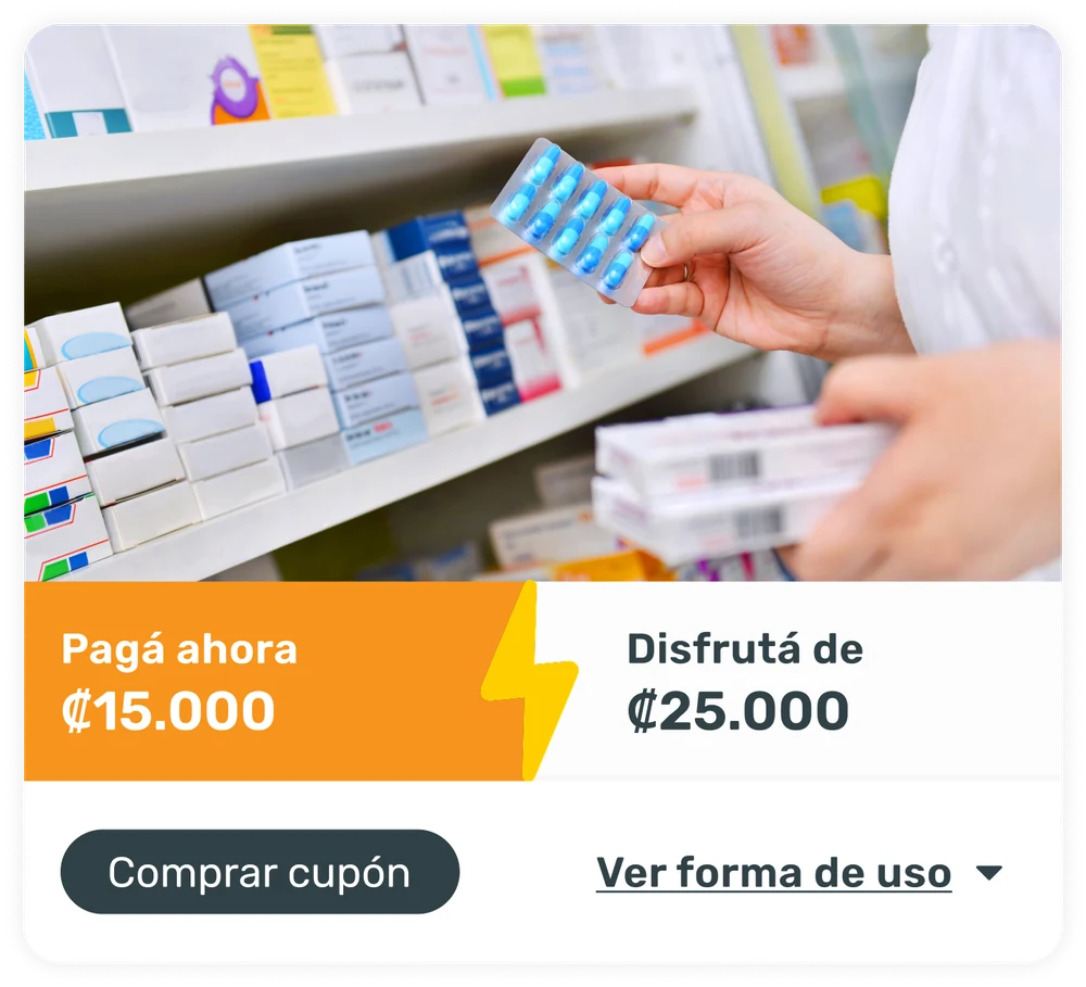 Card de beneficio de cupón: pagá ahora ₡15.000 y disfrutá de ₡25.000 en productos de farmacia
