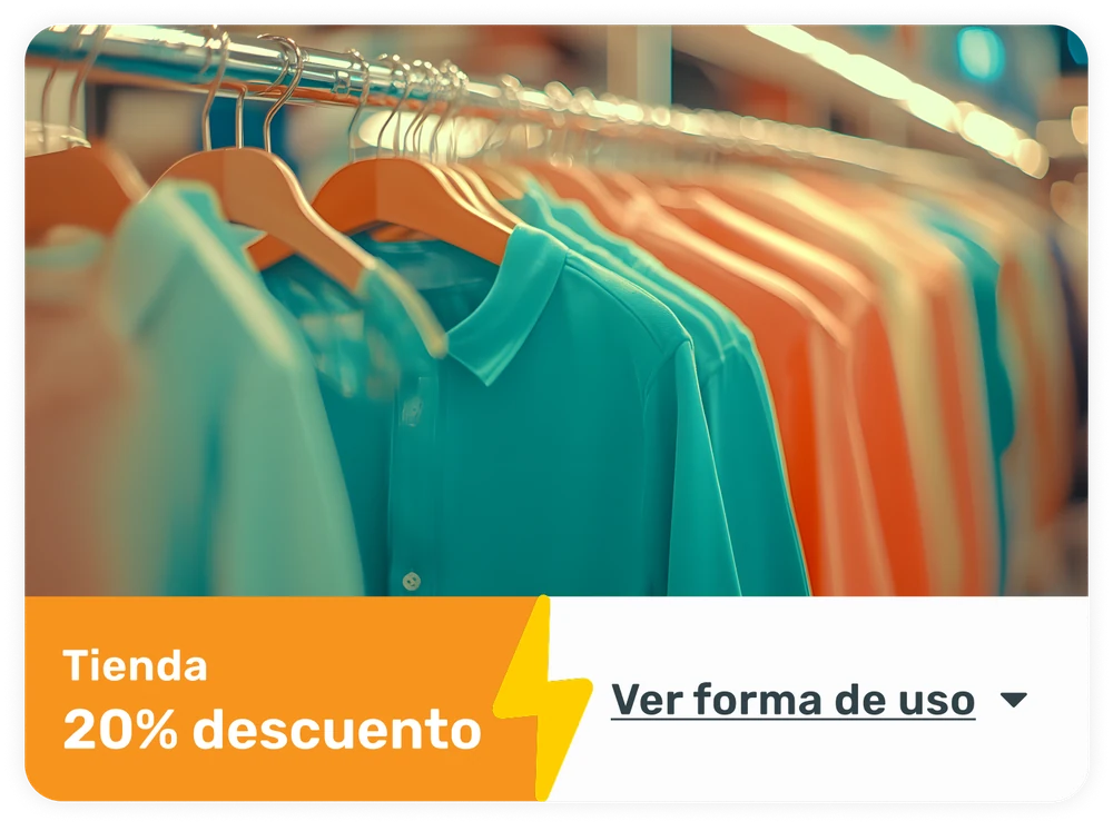 Card de beneficio de promoción: Tienda, 20% descuento