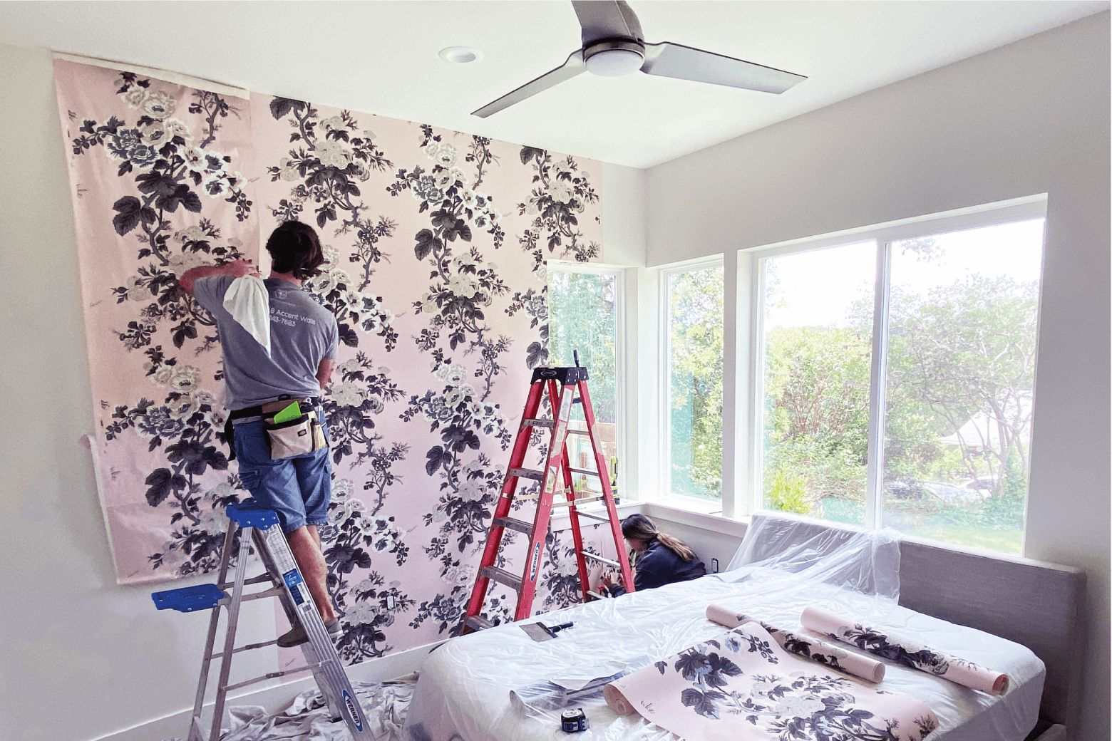 Installing Floral Patterned Wallpaper