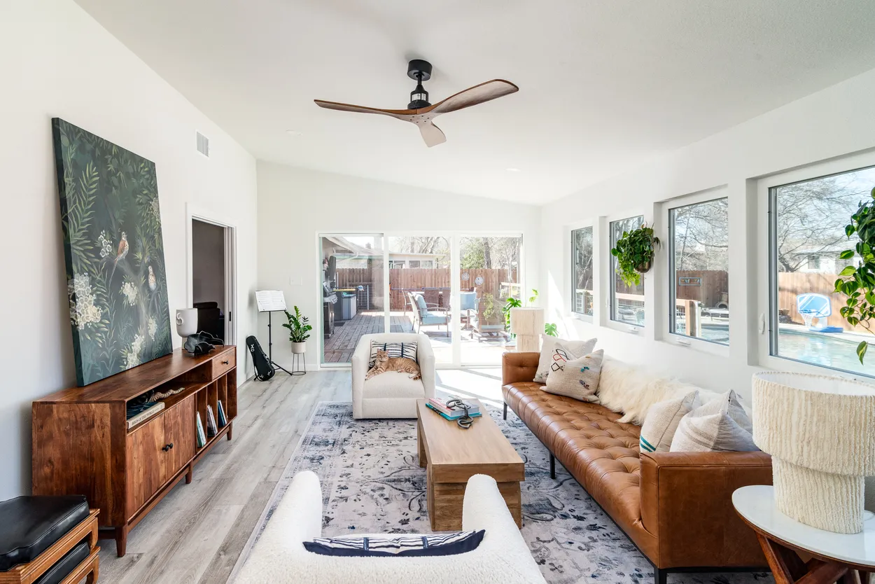 Contemporary Living Room in Austin Single-Family Home