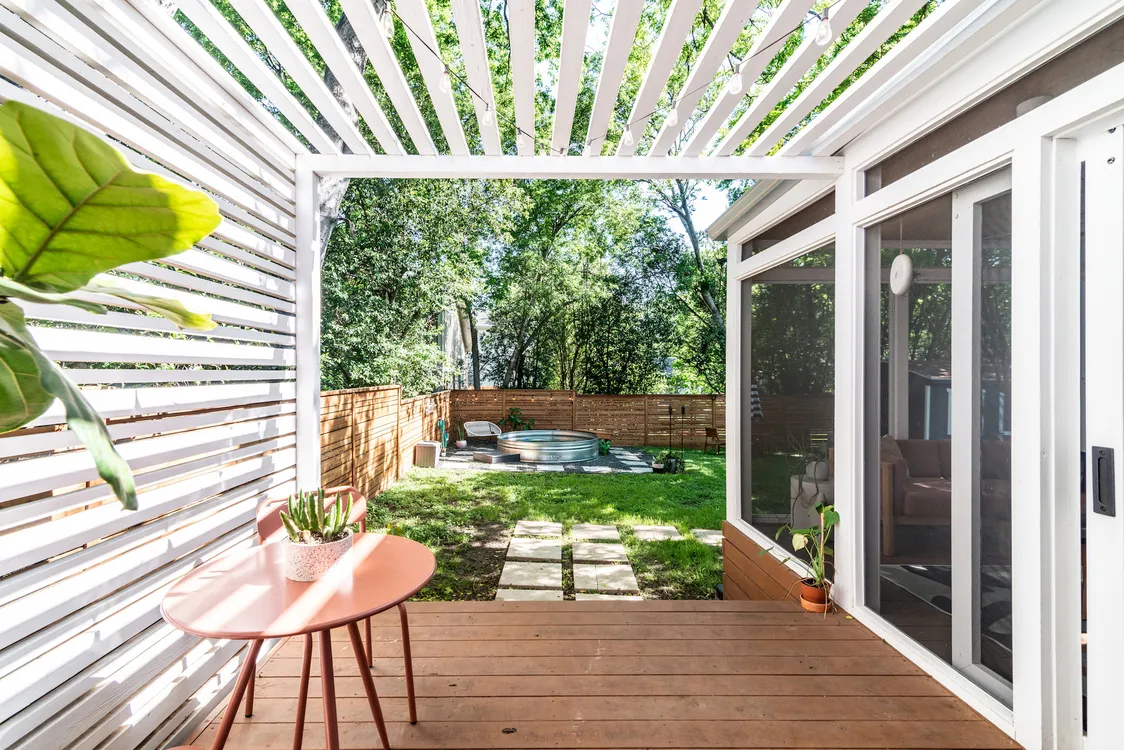 Outdoor Living Space with Pergola Over Deck