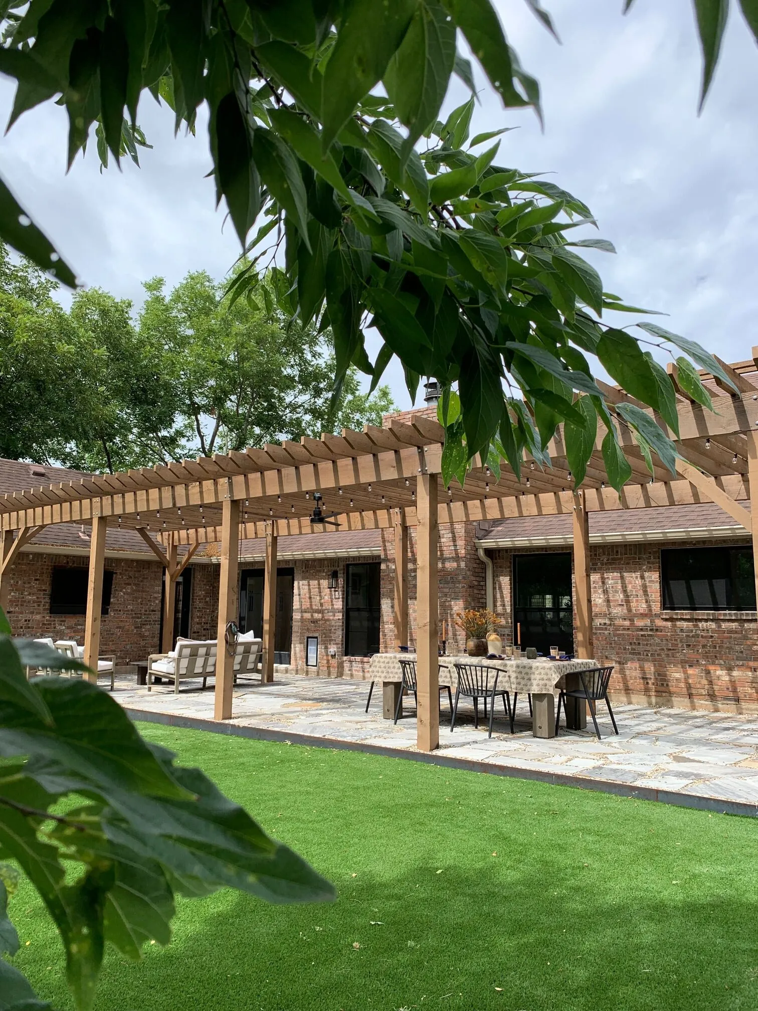 Outdoor Living Space with Large Patio and Pergola