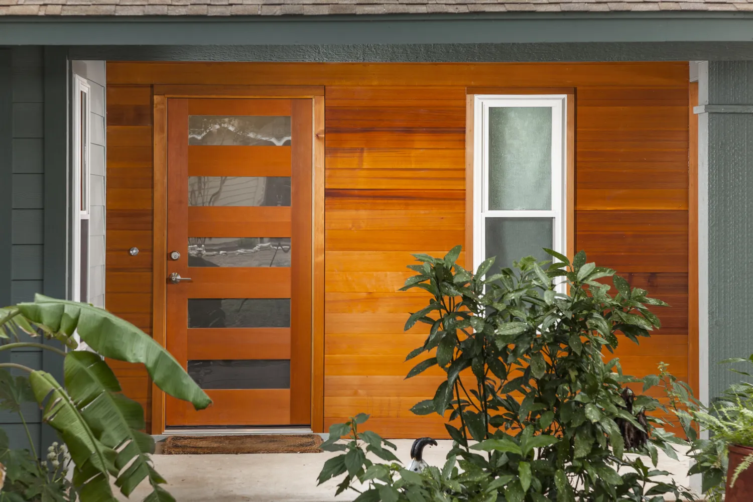 Modern Wooden Entry Door with Glass Panels