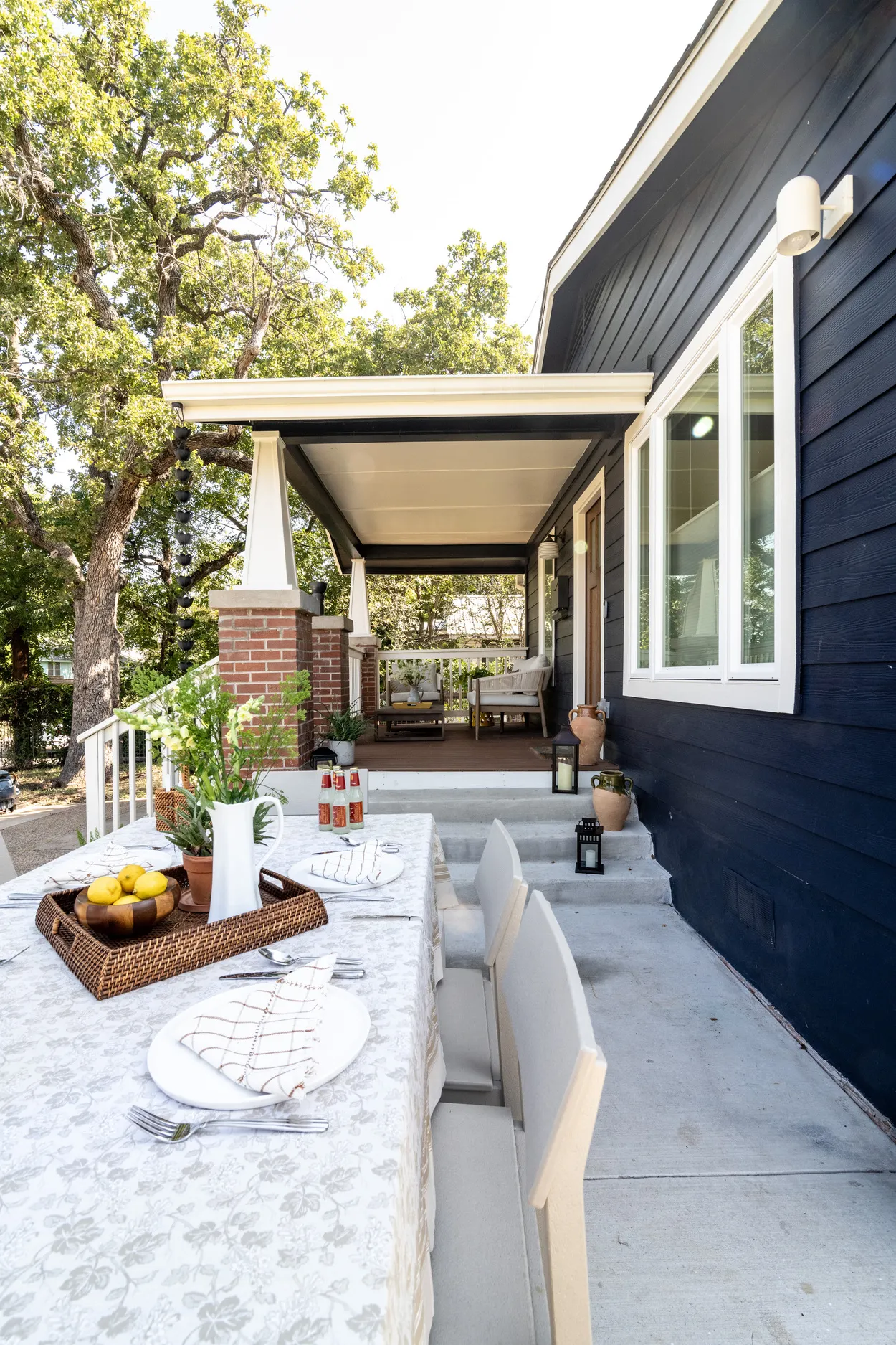 Long Narrow Patio and Tree-Filled Yard