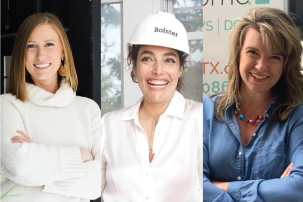 Three women smiling