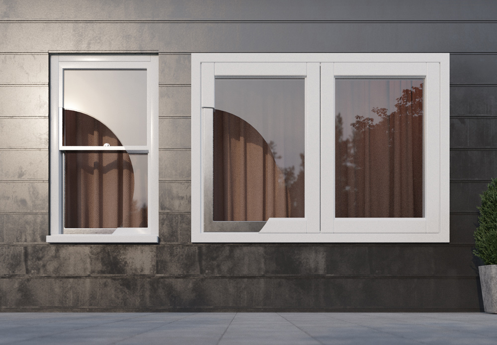 Custom security windows with reinforced steel frames and protective glazing