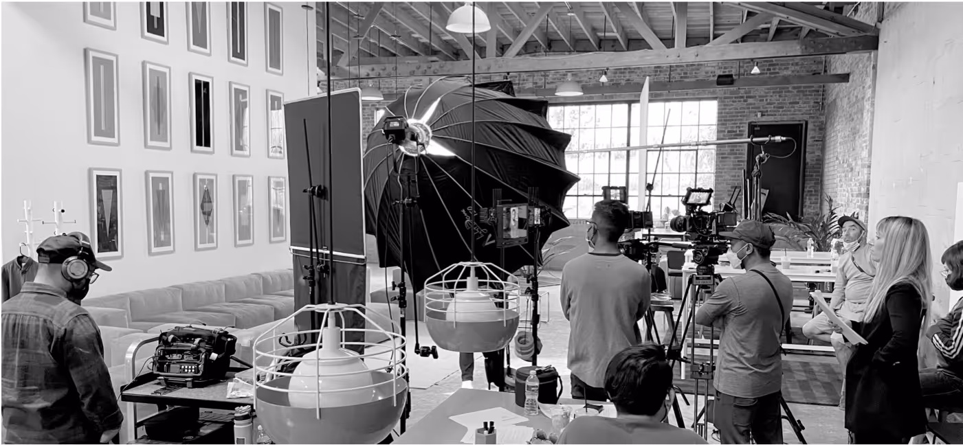 A behind the scenes photo of the Xero customer photoshoot