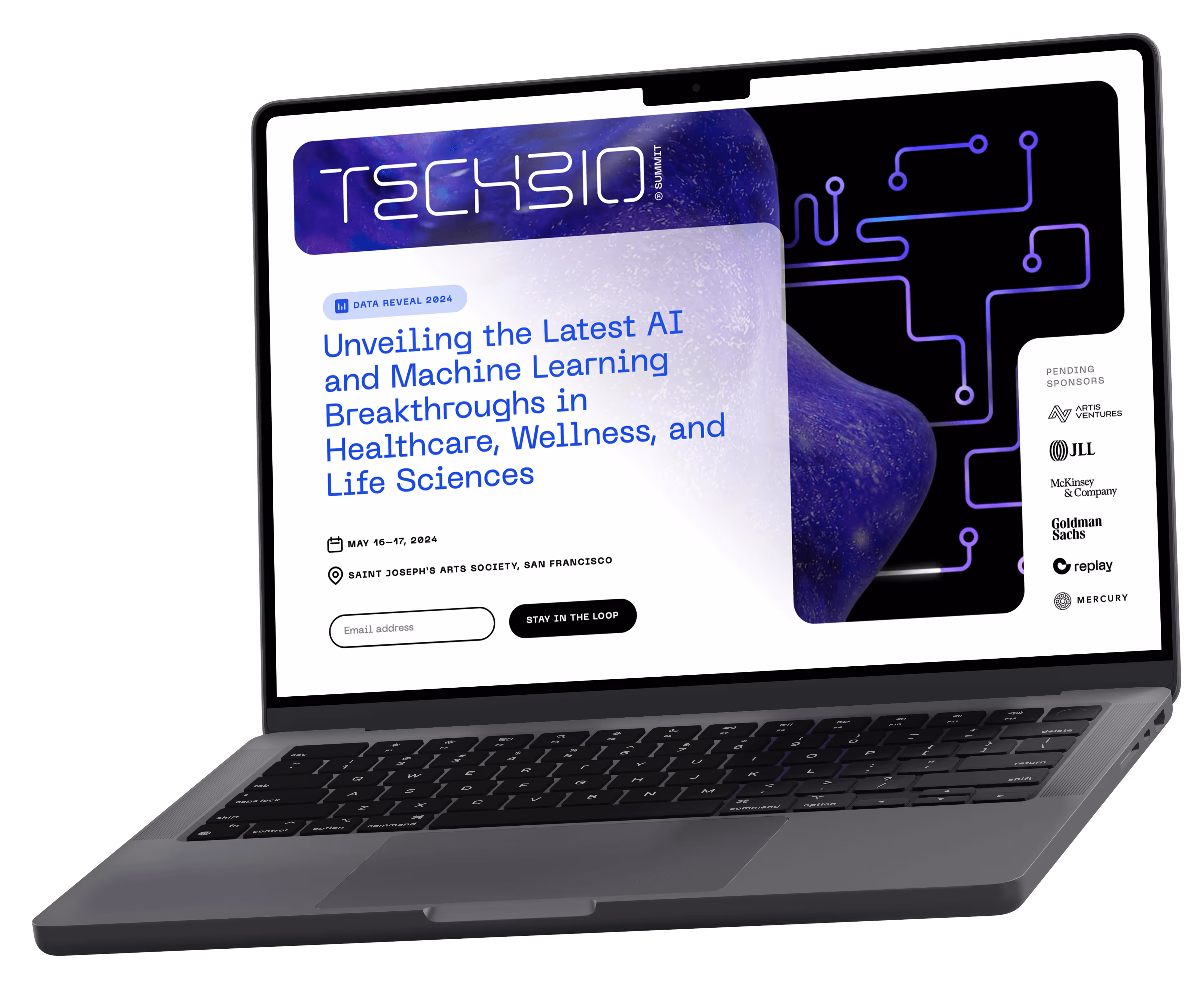 The TechBio Summit website splash page