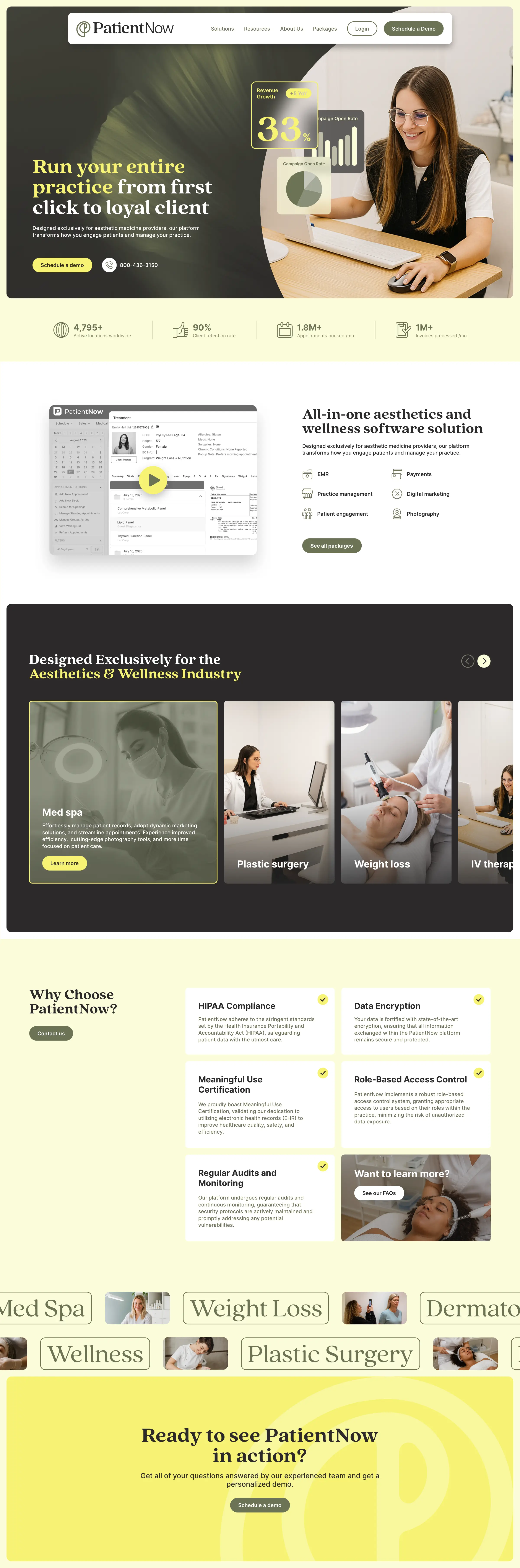 The PatientNow website homepage design