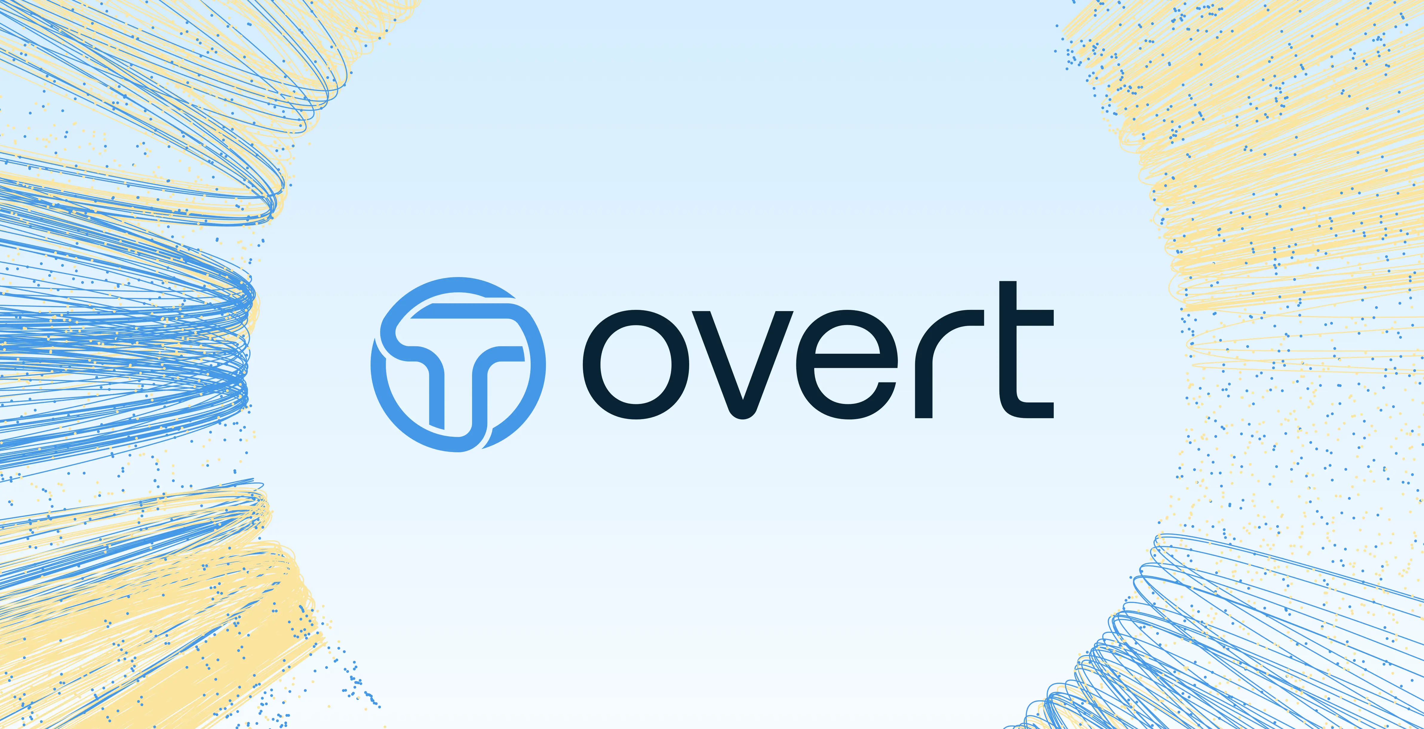 The Overt logo surrounded by plotted AI data