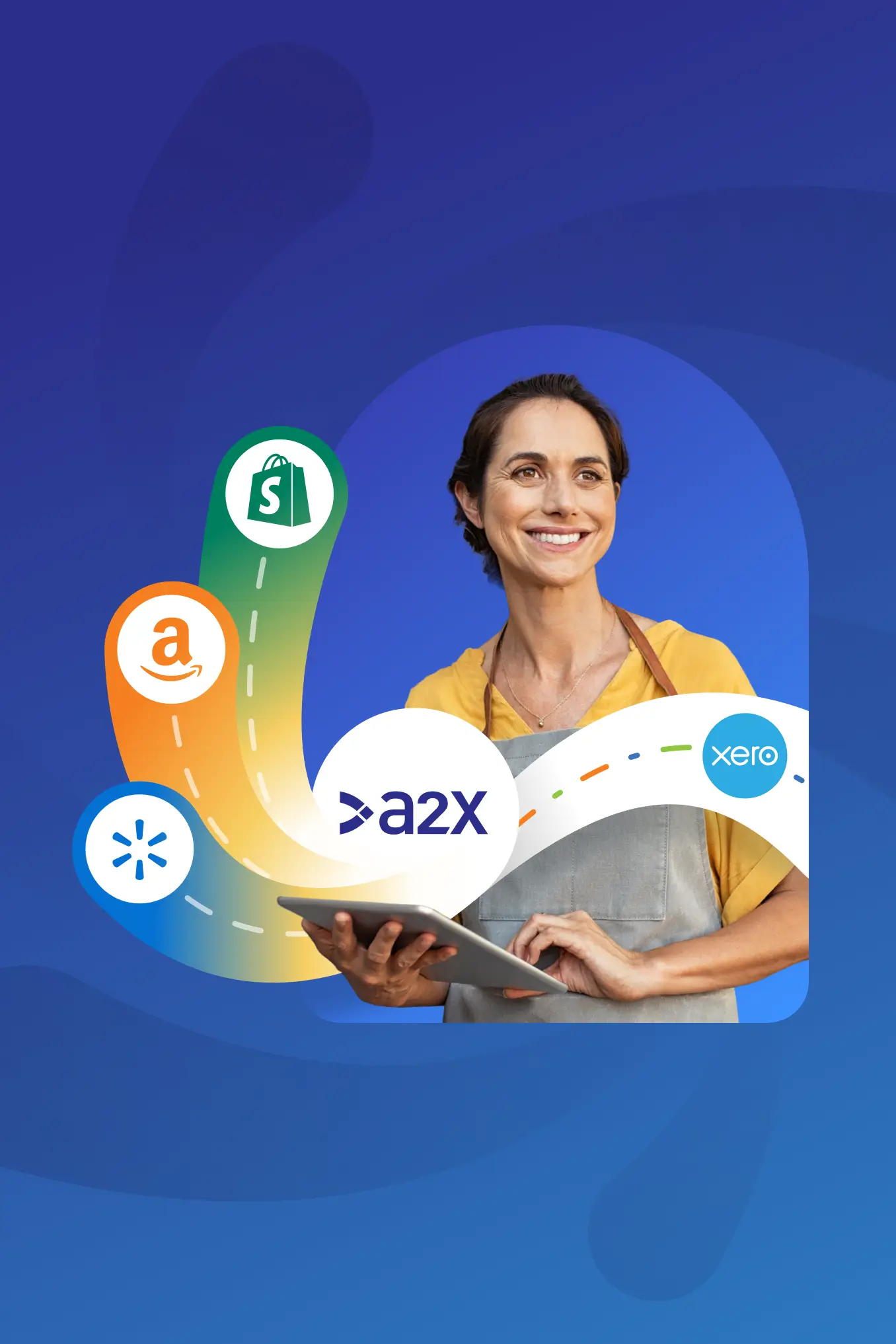 A2X hero image showing different software providers feeding data to Xero