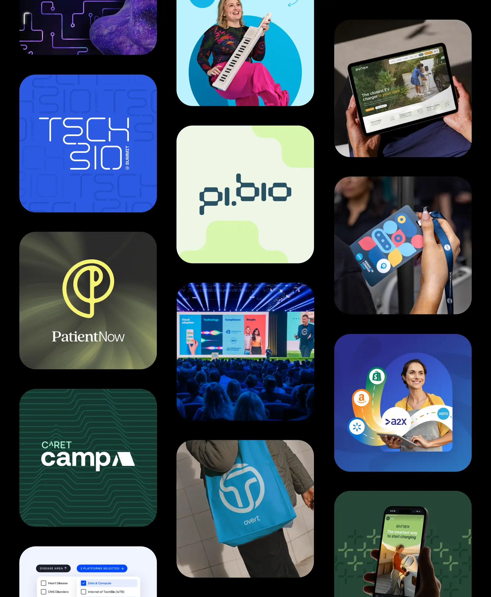 A collage made up of thumbnails of several different design projects