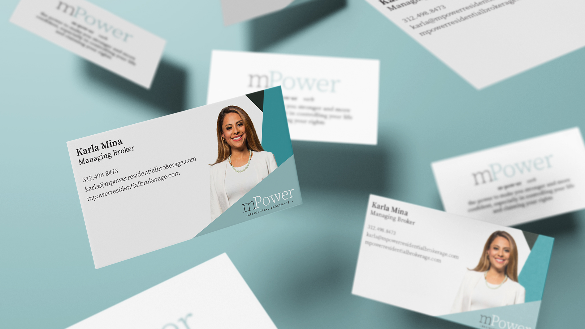 mPower Business card flying mockup
