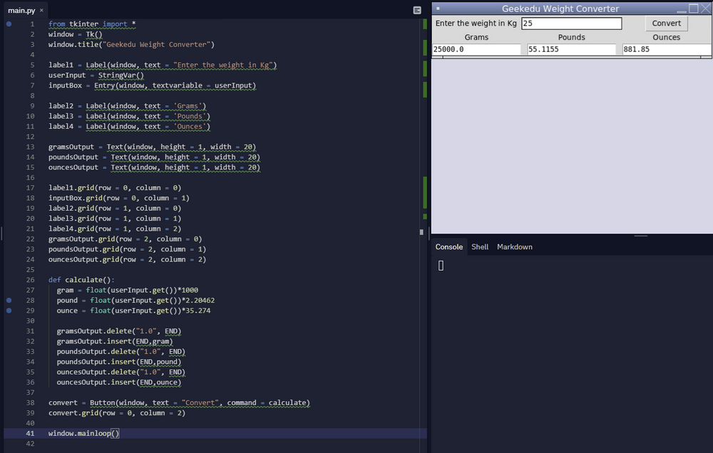 Python Weight Converter