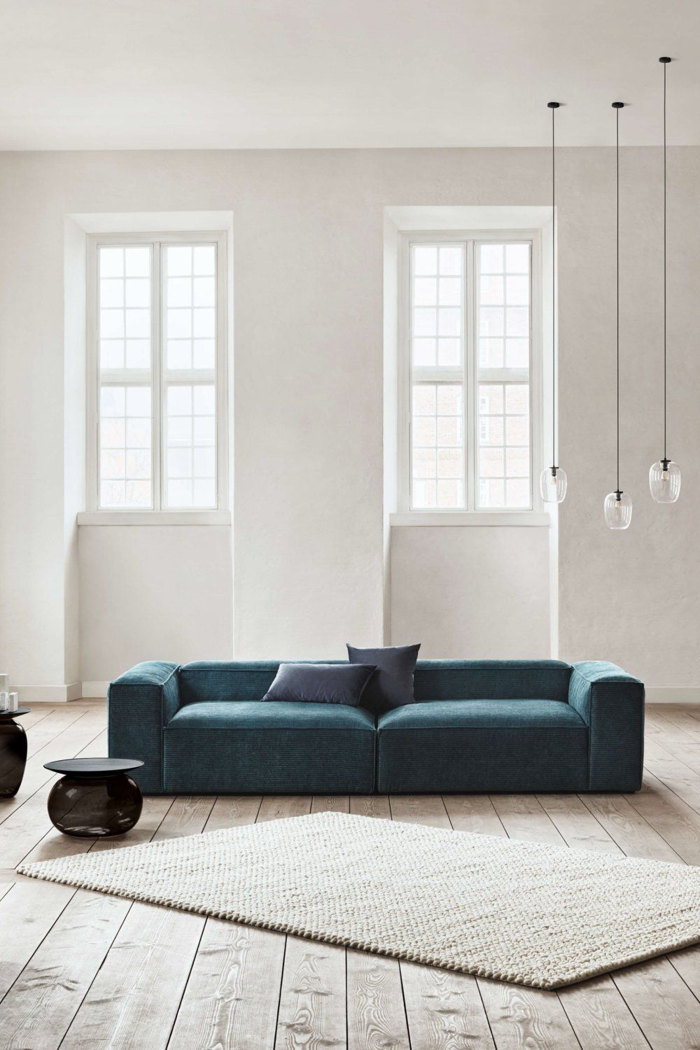 Canape bleu velours modulable