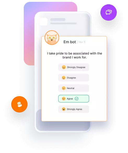 Em bot taking employee feedback on Empuls Mobile app