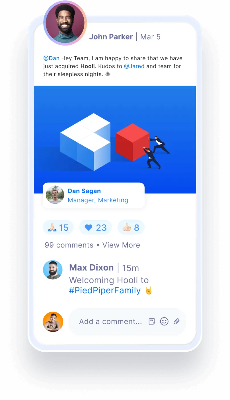 Celebrating win and sending peer appreciation on Empuls mobile app