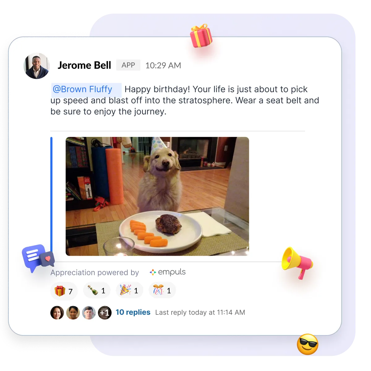 Celebrating Surendar's birthday on Empuls employee engagement platform