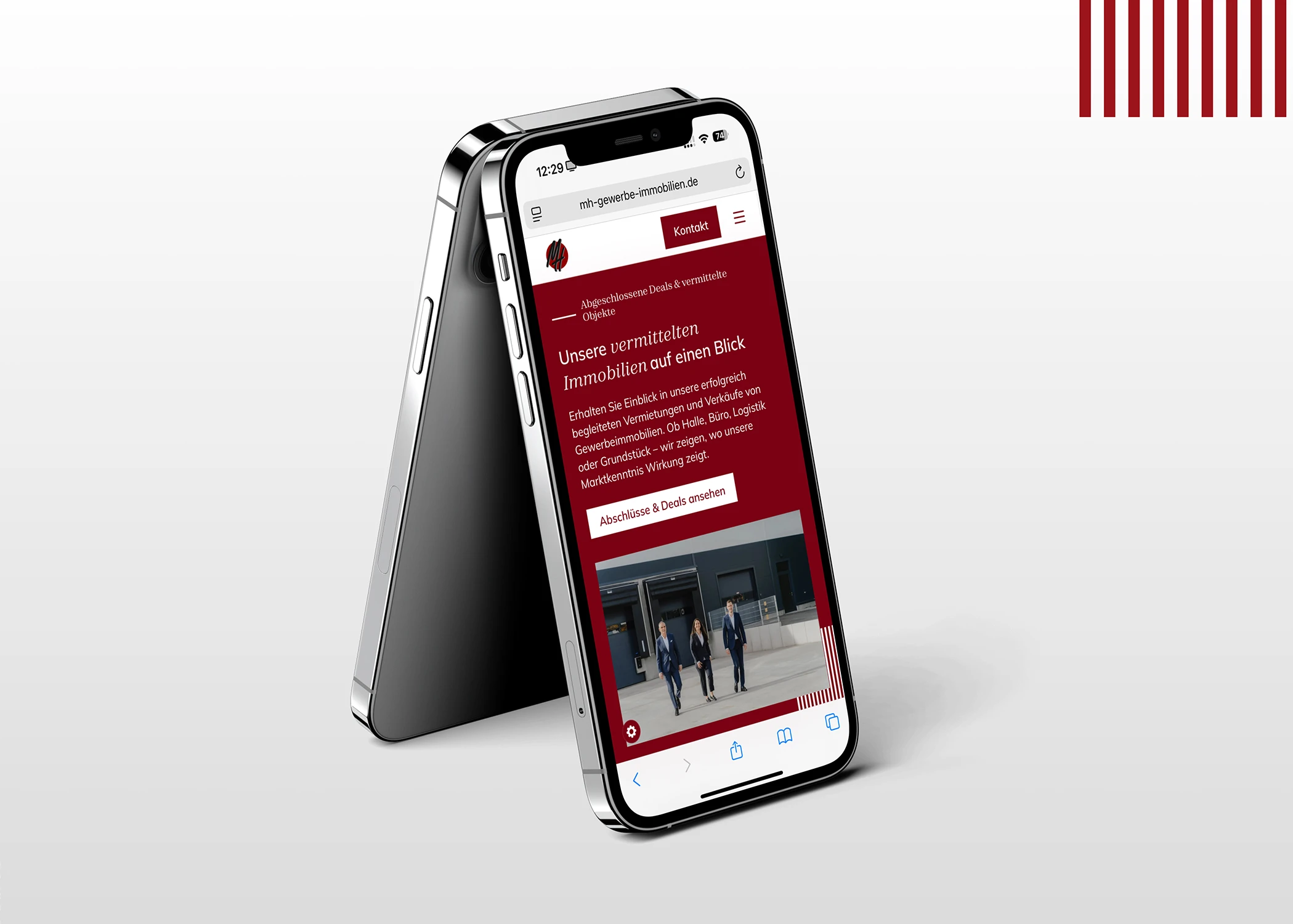 MH Gewerbe-Immobilien Seitenbereich – Bildsprache und Layoutkonzept