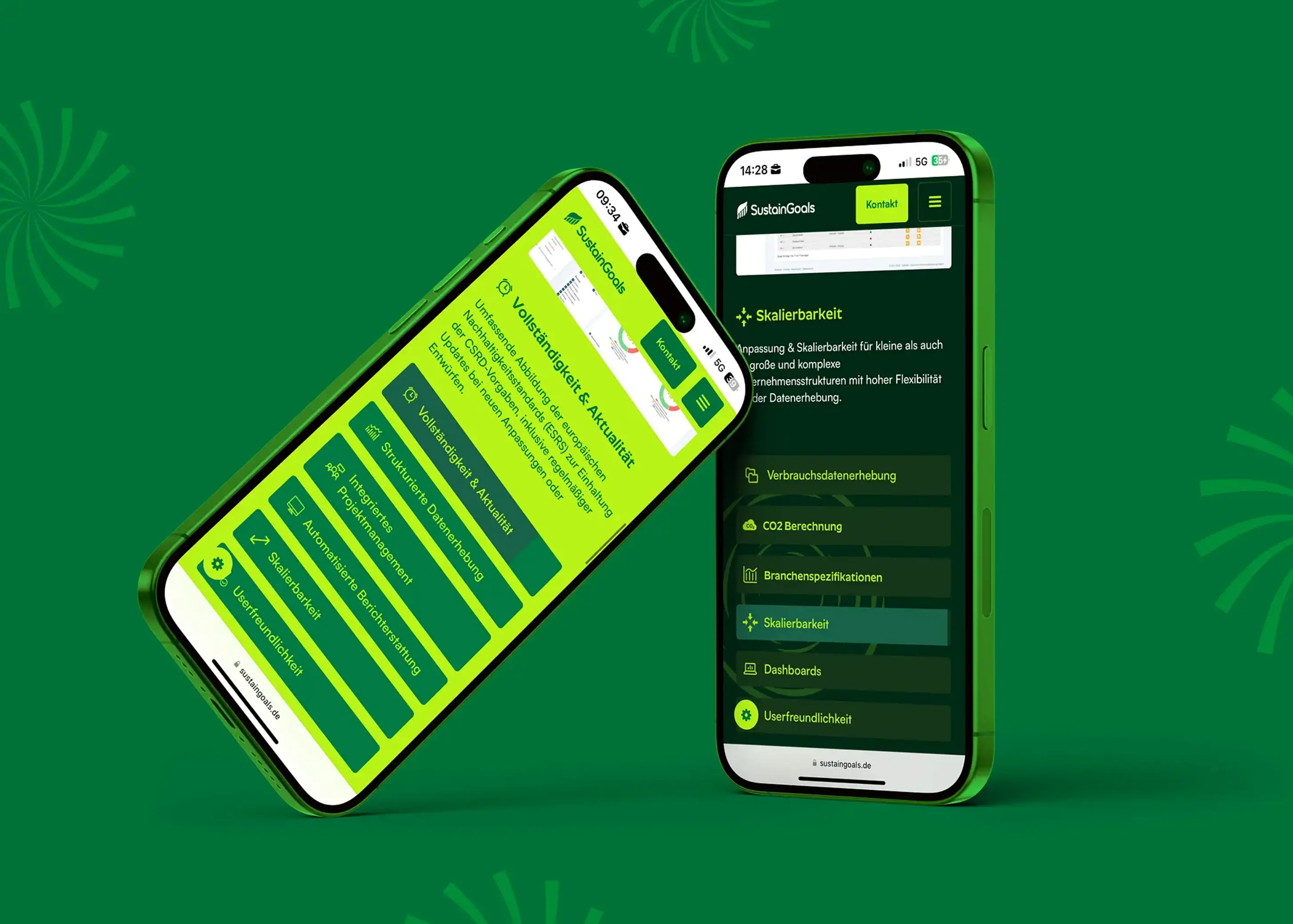 SustainGoals GmbH Designansicht – Farbwelt und Typografie