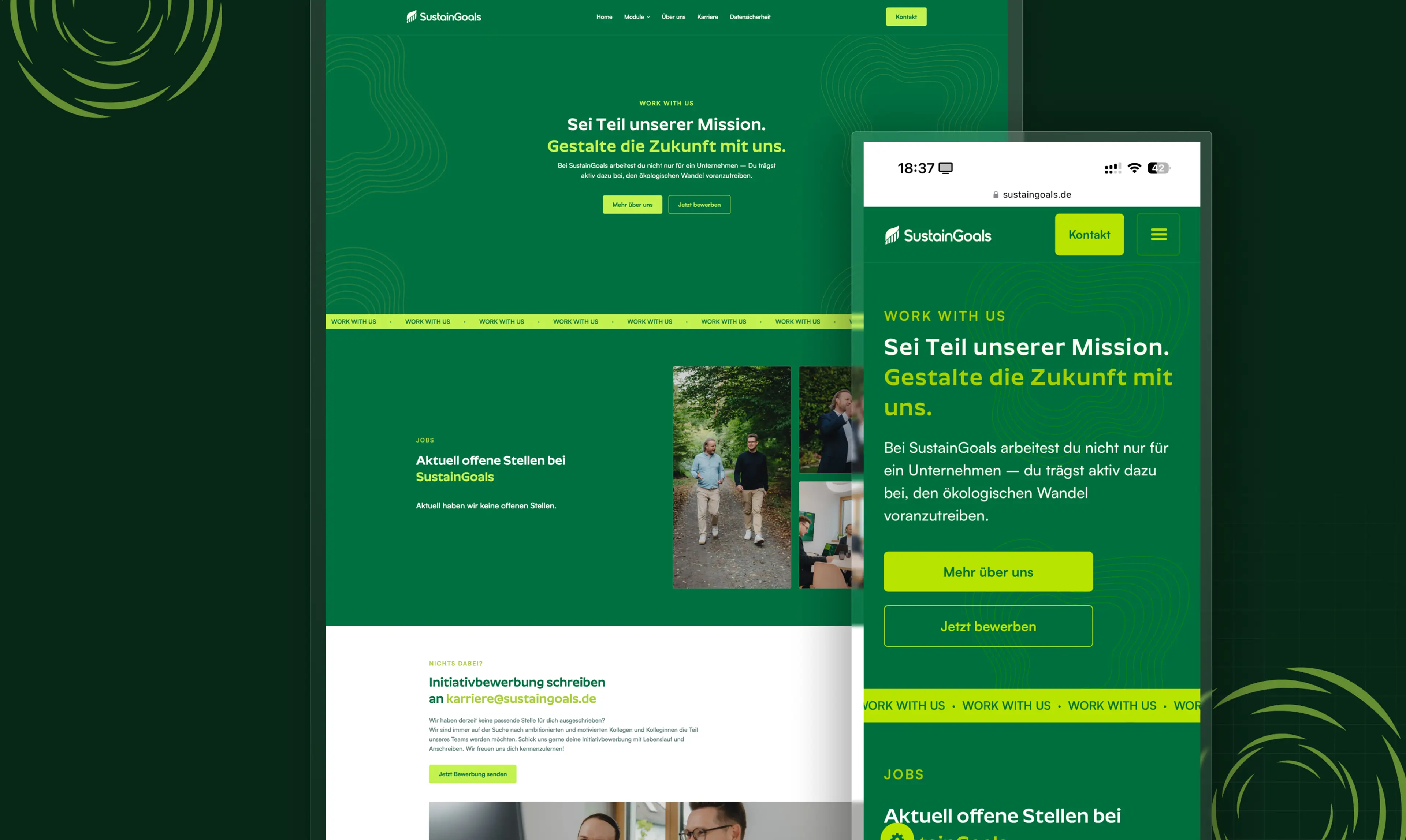 SustainGoals GmbH Seitenbereich – Bildsprache und Layoutkonzept