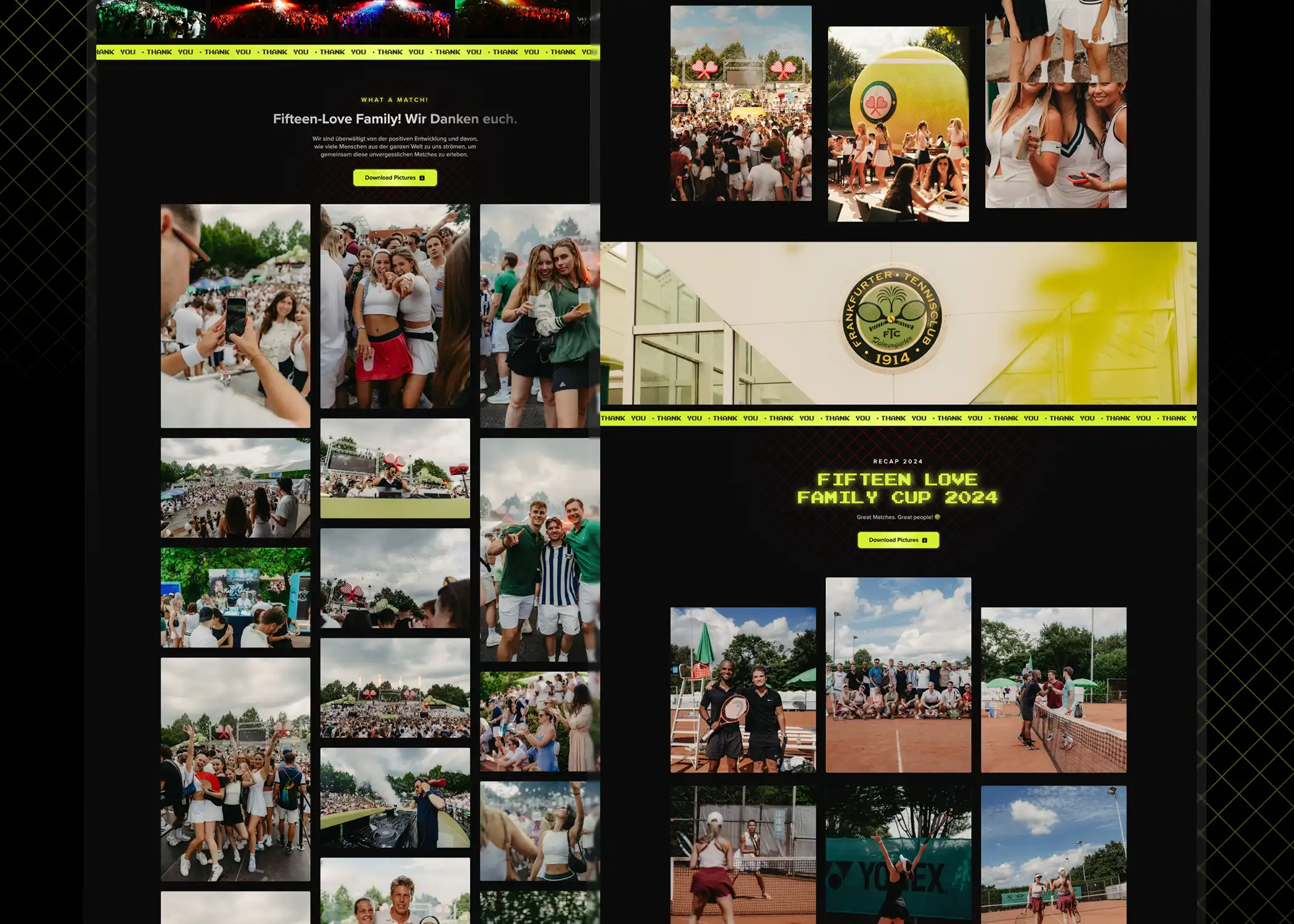 Fifteen Love Tennis Recap 2024 Designansicht – Farbwelt und Typografie