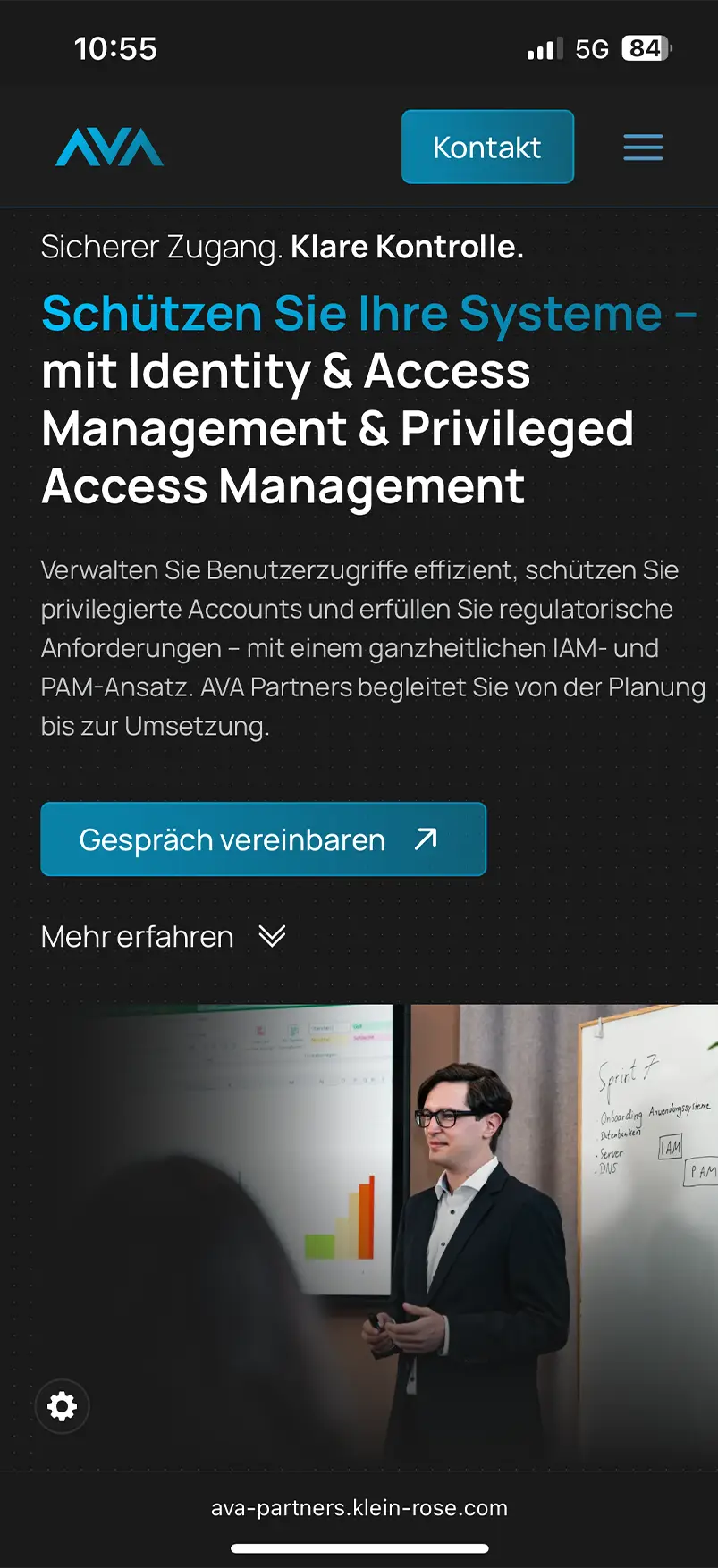 Added Value Advisory mobile Ansicht – responsives Webdesign von Klein & Rose Frankfurt