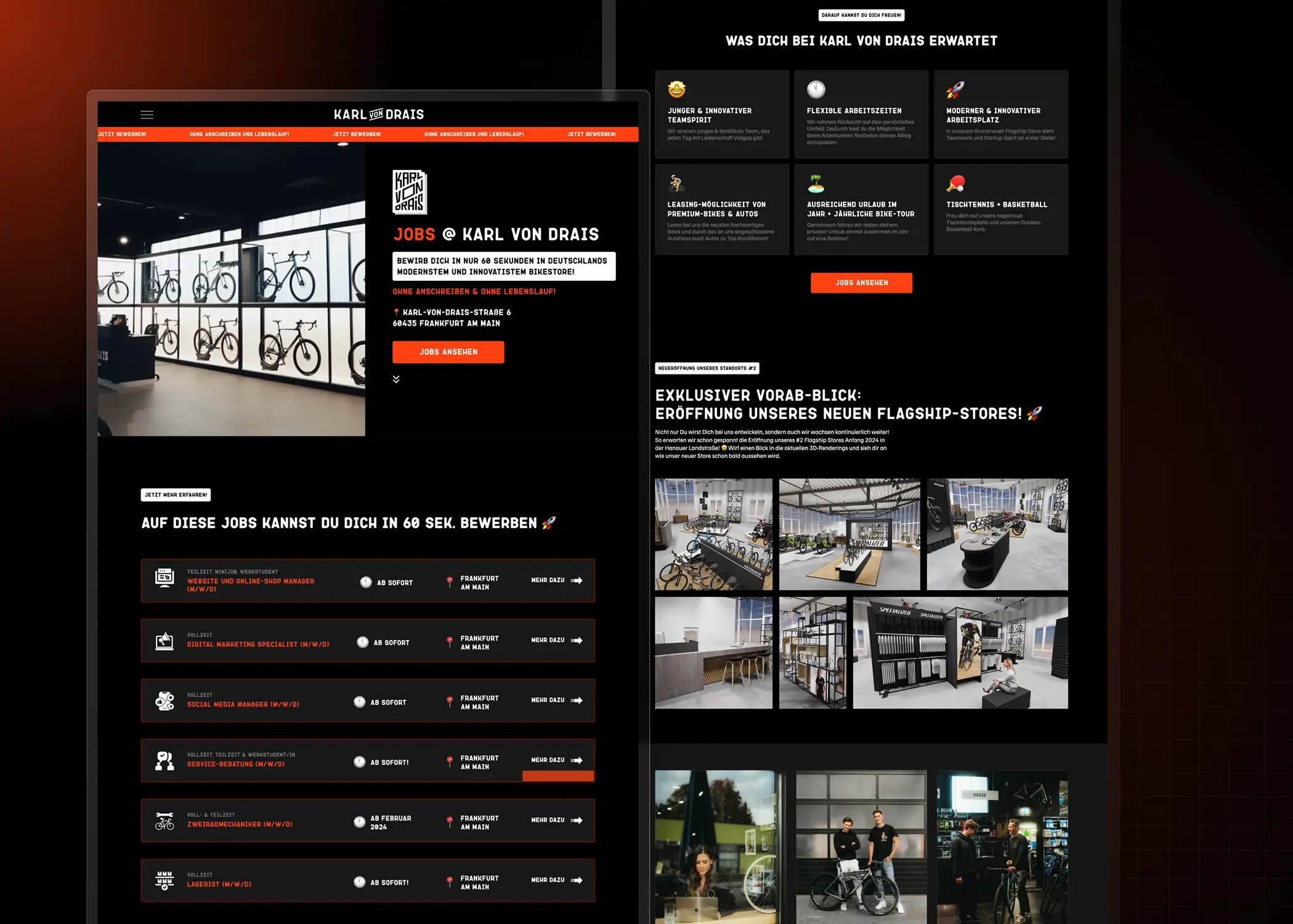 Karl von Drais Karriereportal Seitenbereich – Bildsprache und Layoutkonzept