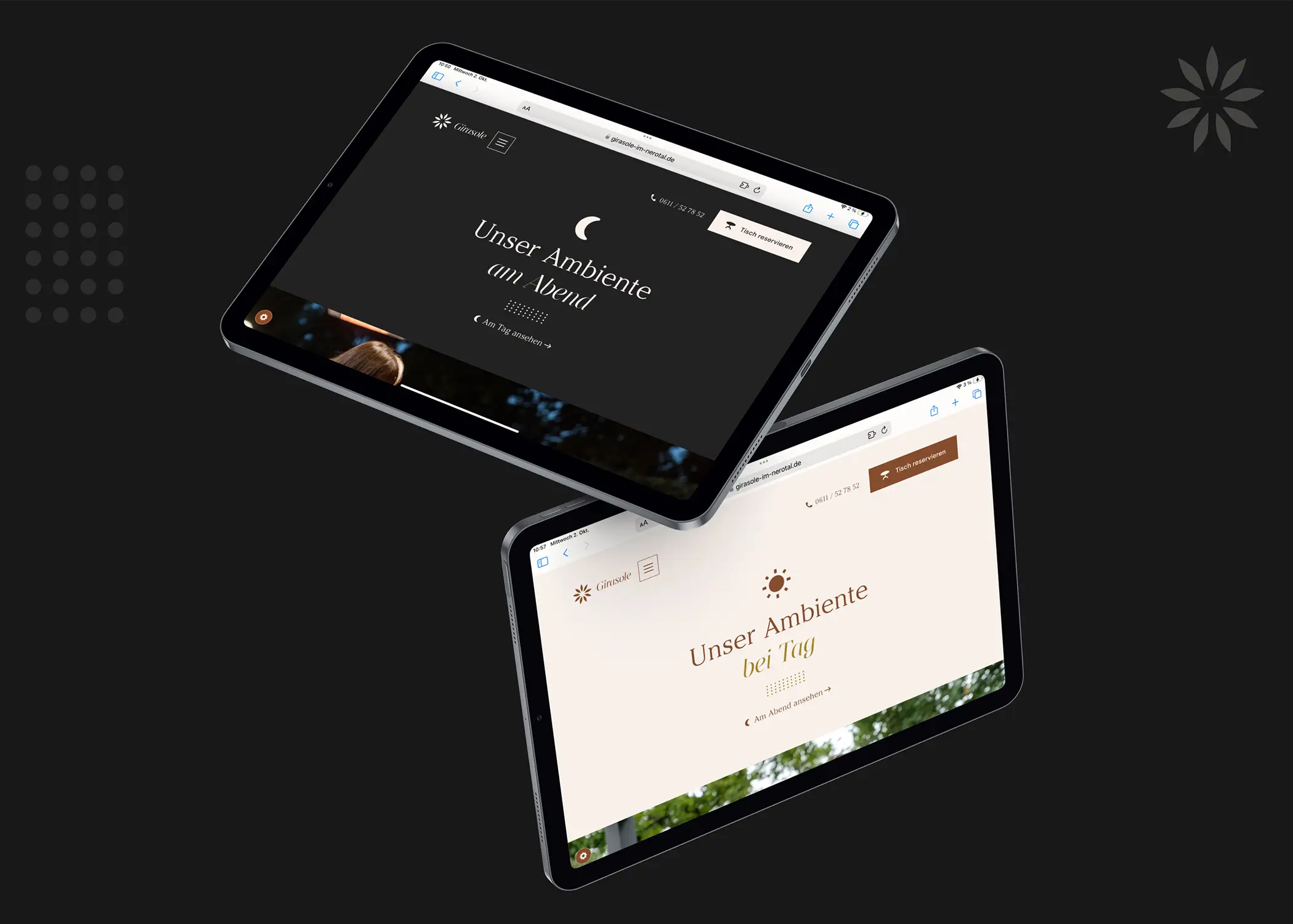 Ristorante Girasole Unterseite – detailliertes UI-Design von Klein & Rose