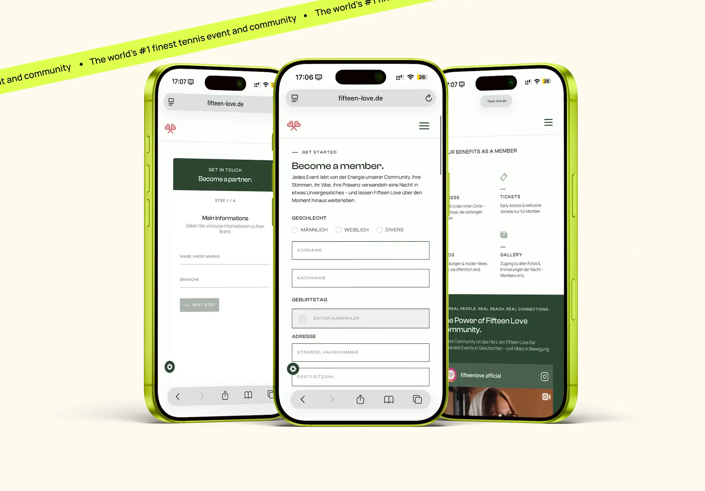 Fifteen Love Webseite Redesign 2026