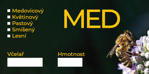 Etikety na med žluto-černé 50 ks