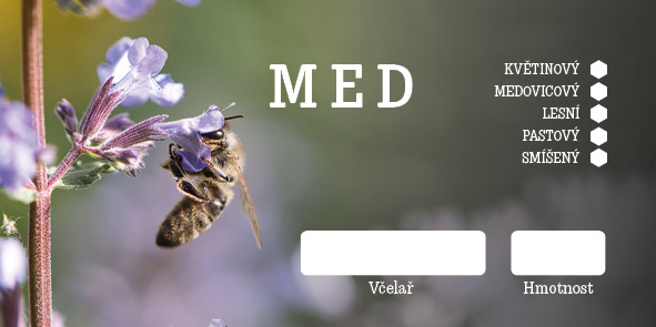 Etikety na med fialovo-zelené 50 ks